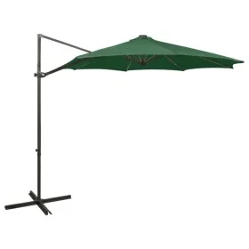Cantilever parasol with pole and green LED lights 300 cm by vidaXL, Umbrellas - Ref: Foro24-312337, Price: 117,65 €, Discount: %