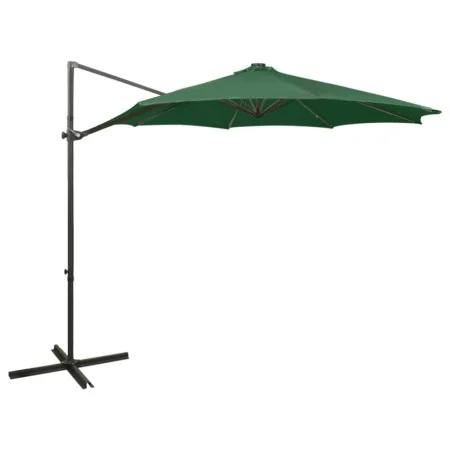 Cantilever parasol with pole and green LED lights 300 cm by vidaXL, Umbrellas - Ref: Foro24-312337, Price: 117,65 €, Discount: %