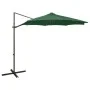 Cantilever parasol with pole and green LED lights 300 cm by vidaXL, Umbrellas - Ref: Foro24-312337, Price: 117,65 €, Discount: %