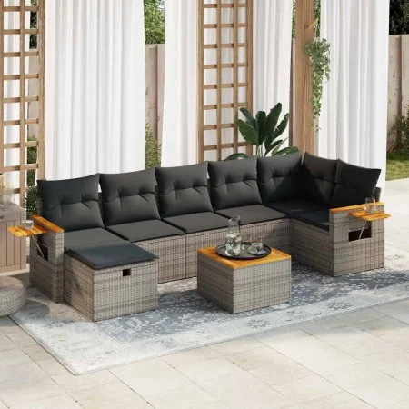 Set de sofás de jardín y cojines 8 piezas ratán sintético gris von , Gartensets - Ref: Foro24-3325994, Preis: 488,45 €, Rabat...