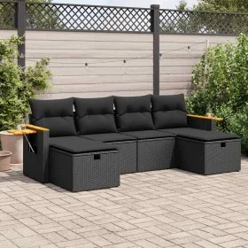 Set de sofás de jardín 6 piezas y cojines ratán sintético negro by , Garden sets - Ref: Foro24-3325996, Price: 405,14 €, Disc...