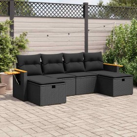 Set de sofás de jardín 6 piezas y cojines ratán sintético negro by , Garden sets - Ref: Foro24-3325996, Price: 427,67 €, Disc...