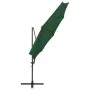 Cantilever parasol with pole and green LED lights 300 cm by vidaXL, Umbrellas - Ref: Foro24-312337, Price: 117,65 €, Discount: %
