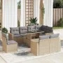 Set de sofás de jardín con cojines 9 pzas ratán sintético beige von , Gartensets - Ref: Foro24-3326340, Preis: 717,18 €, Raba...