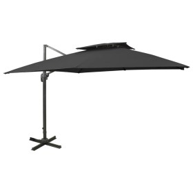 Sombrilla voladiza con doble techo negro 300x300 cm de vidaXL, Sombrillas - Ref: Foro24-312376, Precio: 323,95 €, Descuento: %