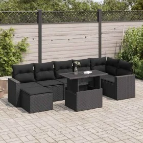 Set de sofás de jardín y cojines 8 piezas ratán sintético negro by , Garden sets - Ref: Foro24-3326356, Price: 553,66 €, Disc...