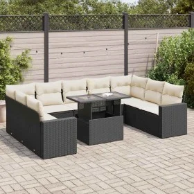 Set de sofás de jardín y cojines 10 pzas ratán sintético negro by , Garden sets - Ref: Foro24-3326377, Price: 635,12 €, Disco...