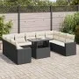 Set de sofás de jardín y cojines 10 pzas ratán sintético negro by , Garden sets - Ref: Foro24-3326377, Price: 635,12 €, Disco...