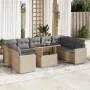 Juego de sofás jardín con cojines beige 10 pzas ratán sintético de , Conjuntos de jardín - Ref: Foro24-3326380, Precio: 724,0...