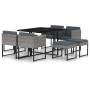 Gartenmöbel-Set, 9-teilig, mit grauen Polstern aus synthetischem Rattan von vidaXL, Gartensets - Ref: Foro24-313100, Preis: 4...