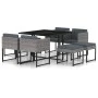 Set de muebles jardín 9 pzas con cojines ratán sintético gris by vidaXL, Garden sets - Ref: Foro24-313100, Price: 467,65 €, D...