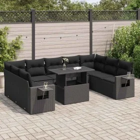 Set de sofás de jardín y cojines 10 pzas ratán sintético negro by , Garden sets - Ref: Foro24-3326536, Price: 714,78 €, Disco...