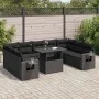 Set de sofás de jardín y cojines 10 pzas ratán sintético negro by , Garden sets - Ref: Foro24-3326536, Price: 714,78 €, Disco...