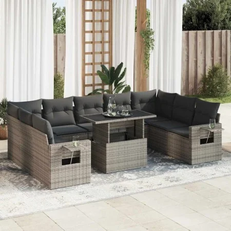 Set de sofás de jardín y cojines 10 pzas ratán sintético gris by , Garden sets - Ref: Foro24-3326541, Price: 657,11 €, Discou...