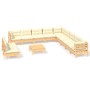 Muebles de jardín 12 piezas cojines madera maciza de pino de vidaXL, Conjuntos de jardín - Ref: Foro24-3096857, Precio: 976,7...