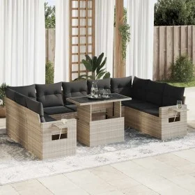 Set sofás jardín 10 pzas con cojines ratán sintético gris claro by , Garden sets - Ref: Foro24-3326543, Price: 731,36 €, Disc...