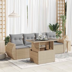 Juego de sofás jardín con cojines 5 pzas ratán sintético beige von , Gartensets - Ref: Foro24-3326560, Preis: 390,30 €, Rabat...