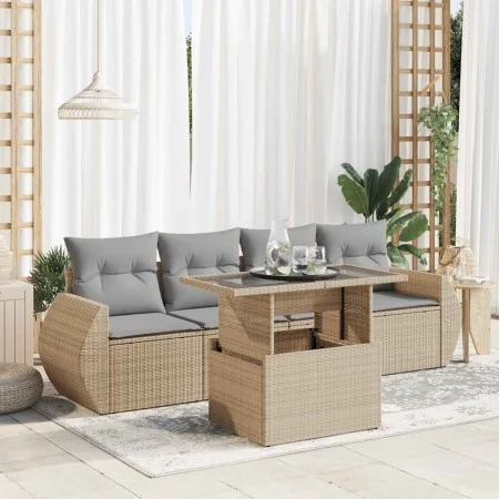 Juego de sofás jardín con cojines 5 pzas ratán sintético beige von , Gartensets - Ref: Foro24-3326560, Preis: 382,60 €, Rabat...