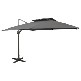 Cantilever umbrella with double roof anthracite gray 300x300 cm by vidaXL, Umbrellas - Ref: Foro24-312372, Price: 334,84 €, D...