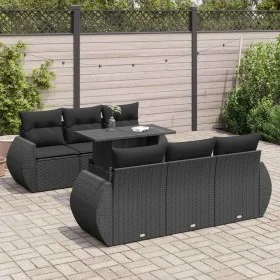 Set de sofás de jardín 7 pzas con cojines ratán sintético negro by , Garden sets - Ref: Foro24-3326576, Price: 537,20 €, Disc...