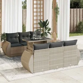 Set de sofás de jardín 7 pzas con cojines ratán PE gris claro by , Garden sets - Ref: Foro24-3326583, Price: 593,28 €, Discou...