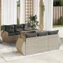 Set de sofás de jardín 7 pzas con cojines ratán PE gris claro von , Gartensets - Ref: Foro24-3326583, Preis: 593,58 €, Rabatt: %