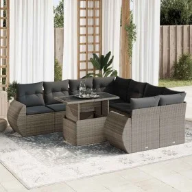 Set de sofás de jardín con cojines 9 pzas ratán sintético gris von , Gartensets - Ref: Foro24-3326611, Preis: 621,49 €, Rabat...