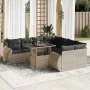Set muebles jardín 9 pzas y cojines ratán sintético gris claro von , Gartensets - Ref: Foro24-3326613, Preis: 685,63 €, Rabat...