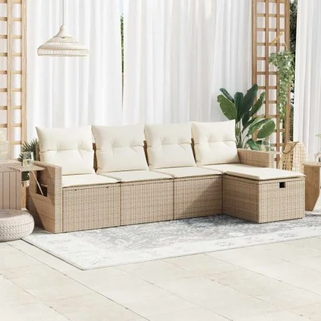 Juego de sofás jardín con cojines 5 pzas ratán sintético beige by , Garden sets - Ref: Foro24-3325464, Price: 398,80 €, Disco...