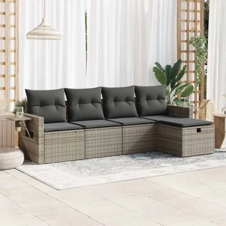 Juego de sofás jardín con cojines 5 pzas ratán sintético gris by , Garden sets - Ref: Foro24-3325466, Price: 316,17 €, Discou...