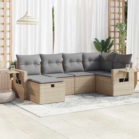 Juego de sofás jardín con cojines 6 pzas ratán sintético beige by , Garden sets - Ref: Foro24-3325485, Price: 439,85 €, Disco...