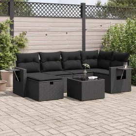 Set de sofás de jardín 7 pzas con cojines ratán sintético negro von , Gartensets - Ref: Foro24-3325491, Preis: 491,19 €, Raba...