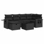 Set de sofás de jardín 7 pzas con cojines ratán sintético negro de , Conjuntos de jardín - Ref: Foro24-3325491, Precio: 491,03 €