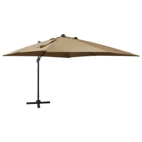 Sombrilla voladiza con poste y luces LED gris taupe 300 cm de vidaXL, Sombrillas - Ref: Foro24-312347, Precio: 198,22 €, Desc...