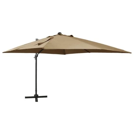 Cantilever umbrella with pole and taupe gray LED lights 300 cm by vidaXL, Umbrellas - Ref: Foro24-312347, Price: 198,22 €, Di...