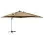Cantilever umbrella with pole and taupe gray LED lights 300 cm by vidaXL, Umbrellas - Ref: Foro24-312347, Price: 198,22 €, Di...