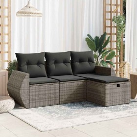 Set de sofás de jardín 4 pzas y cojines ratán sintético gris von , Gartensets - Ref: Foro24-3325556, Preis: 274,29 €, Rabatt: %