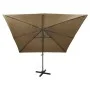 Cantilever umbrella with pole and taupe gray LED lights 300 cm by vidaXL, Umbrellas - Ref: Foro24-312347, Price: 198,22 €, Di...