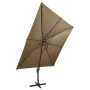 Cantilever umbrella with pole and taupe gray LED lights 300 cm by vidaXL, Umbrellas - Ref: Foro24-312347, Price: 198,22 €, Di...