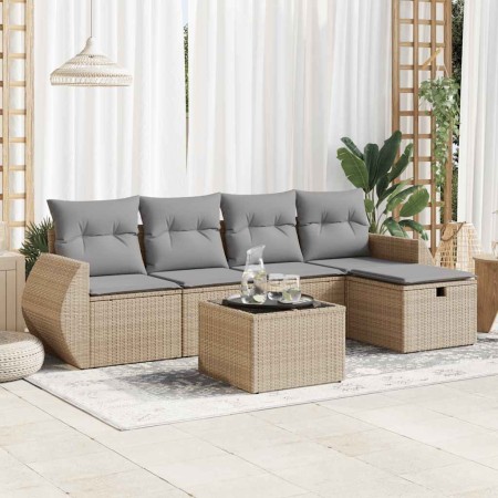 Juego de sofás jardín con cojines 6 pzas ratán sintético beige by , Garden sets - Ref: Foro24-3325575, Price: 399,42 €, Disco...