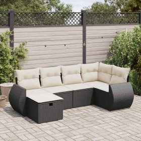 Set de sofás de jardín 6 piezas y cojines ratán sintético negro by , Garden sets - Ref: Foro24-3325582, Price: 396,83 €, Disc...