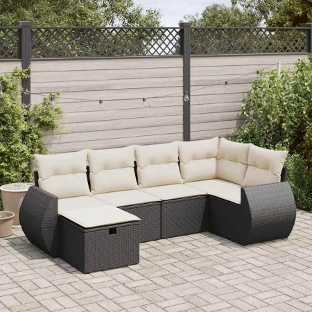 Set de sofás de jardín 6 piezas y cojines ratán sintético negro de , Conjuntos de jardín - Ref: Foro24-3325582, Precio: 398,9...