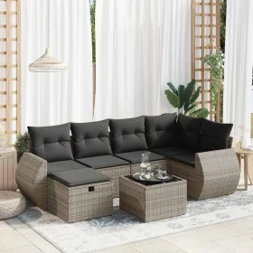 Set de sofás de jardín 7 pzas con cojines ratán sintético gris by , Garden sets - Ref: Foro24-3325596, Price: 447,40 €, Disco...