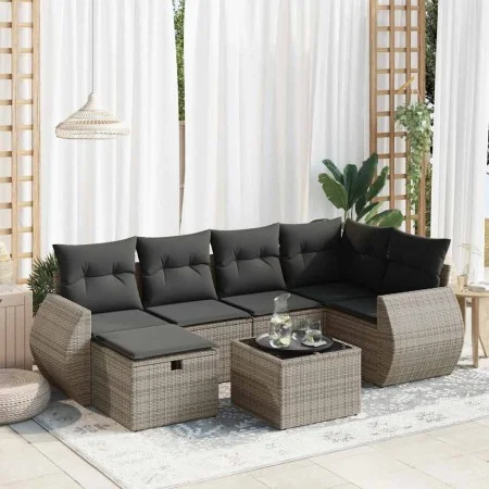 Set de sofás de jardín 7 pzas con cojines ratán sintético gris by , Garden sets - Ref: Foro24-3325596, Price: 447,40 €, Disco...