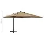 Cantilever umbrella with pole and taupe gray LED lights 300 cm by vidaXL, Umbrellas - Ref: Foro24-312347, Price: 198,22 €, Di...