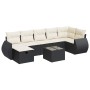 Set de sofás de jardín y cojines 8 piezas ratán sintético negro de , Conjuntos de jardín - Ref: Foro24-3325612, Precio: 481,46 €