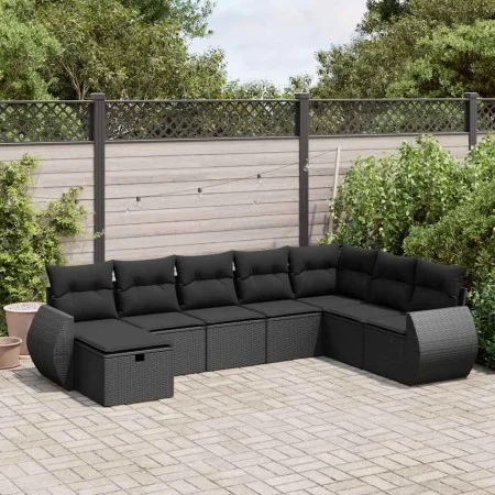 Set de sofás de jardín y cojines 8 piezas ratán sintético negro by , Garden sets - Ref: Foro24-3325631, Price: 499,38 €, Disc...