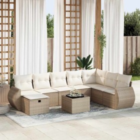 Set de sofás de jardín con cojines 9 pzas ratán sintético beige de , Conjuntos de jardín - Ref: Foro24-3325644, Precio: 628,9...