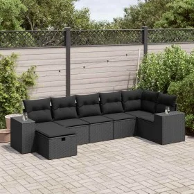 Set de sofás de jardín 7 pzas con cojines ratán sintético negro von , Gartensets - Ref: Foro24-3325701, Preis: 460,61 €, Raba...