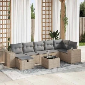 Set de sofás de jardín y cojines 8 piezas ratán sintético beige by , Garden sets - Ref: Foro24-3325715, Price: 529,91 €, Disc...